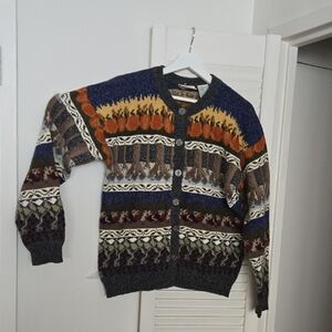 Vintage Women's Multicolor Wool Cotton Patterned Sweater Cottagecore Warm size M